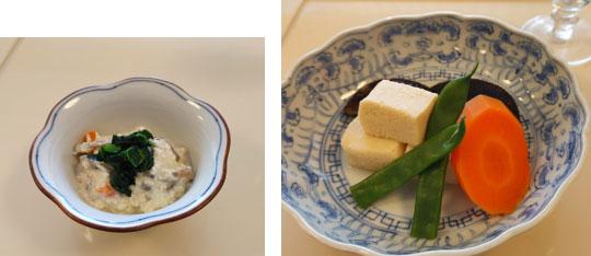 豆腐の白和え / 高野豆腐と人参と椎茸の煮染め